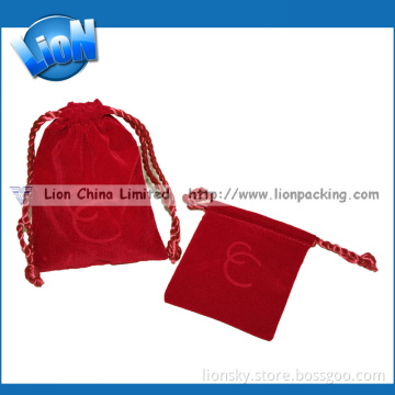 Drawstring Jewelry Embossed Velvet Pouch Bag